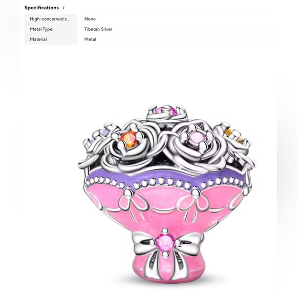 🌟 S925 Sterling Silver Bouquet Charm - Picture 3 of 8